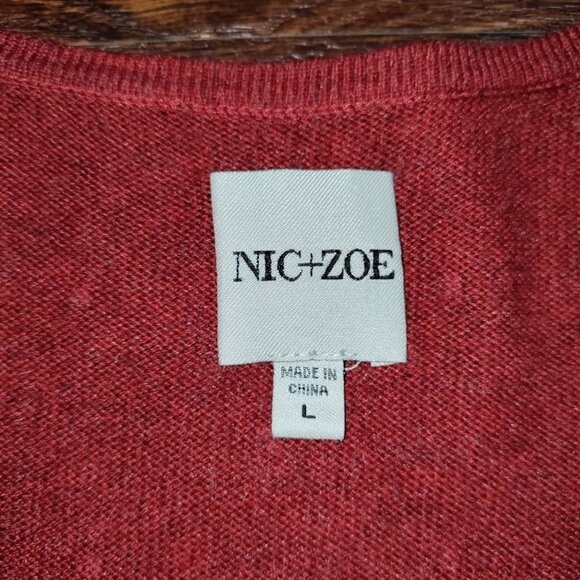 NIC+ZOE Relaxed Bling Rhinestone Studded V-Neck Long Sleeve Sweater Size Large - Picture 7 of 12